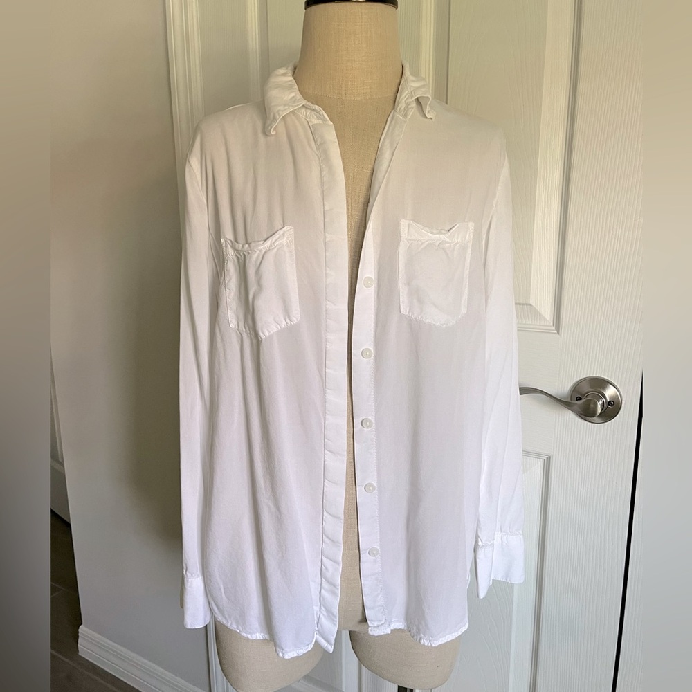 Beach Lunch Lounge White Button Down Shirt- Coastal Poolside Preppy Summertime